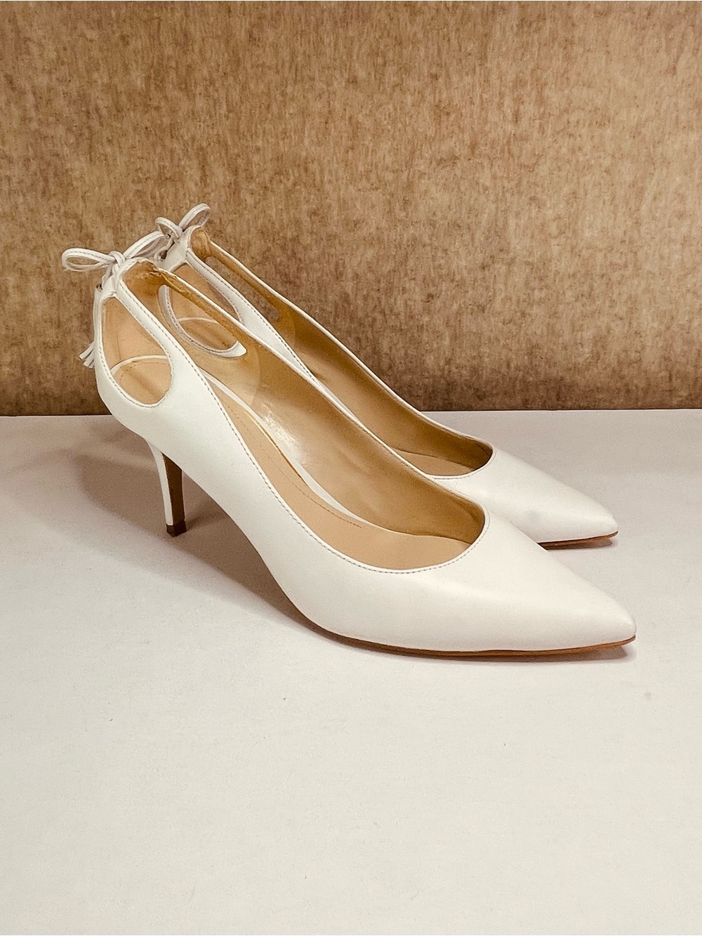 Marc Fisher Wedding Formal Prom Christening White Leather Tassel Stiletto Pump 8